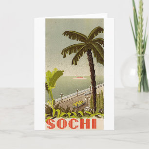 Cartão Estação Marítima de Sochi Antiga Arte de Viagem