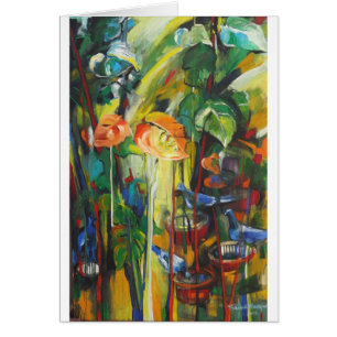 Cartão Estação primavera e Pombos