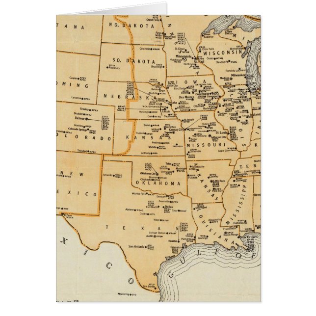 Cartão Estações De Radiodifusão Dos Estados Unidos (Frente)