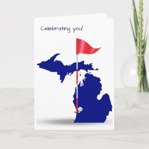 Cartão estado de Michigan e bola de golfe