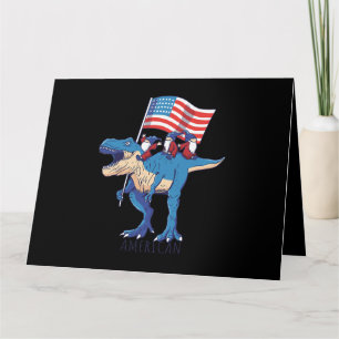 Cartão Estados Unidos da América Bandeira Dinossaur TRex