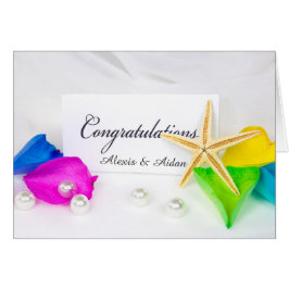 Cartão Estaleiro e Pérolas de Casamento com Rosa