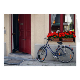 Cartão Estar aberto de Bruges com bicicleta