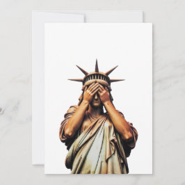 Cartão Estátua da Liberdade cobrindo seu rosto com vergon