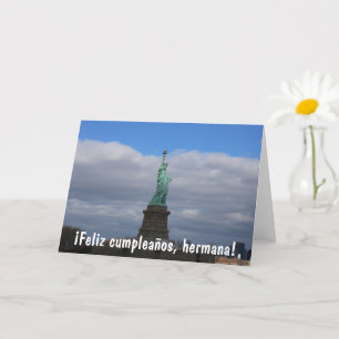 Cartão Estátua da Liberdade NYC Feliz Cumpleanos Hermana