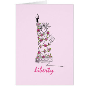 Cartão Estátua da Liberdade Rosa Roses Nova Iorque, NYC -