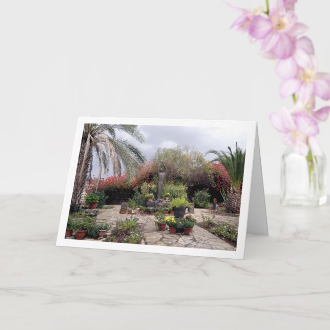 Cartão Estátua de Francisco de Assis em Cafarnaum (Orquídea)