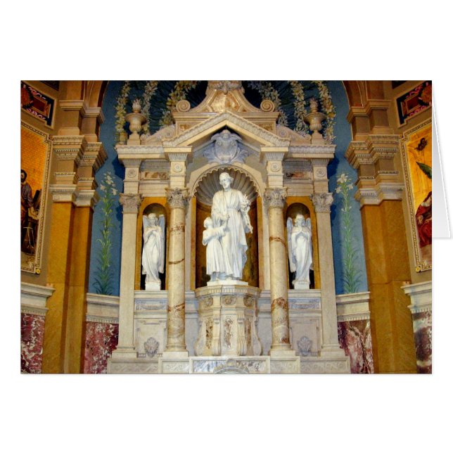 Cartão Estátua de Jesus de St Joseph e de criança (Frente Horizontal)