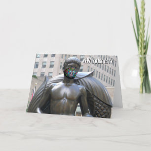 Cartão Estátua de juventude com máscara de rosto calver