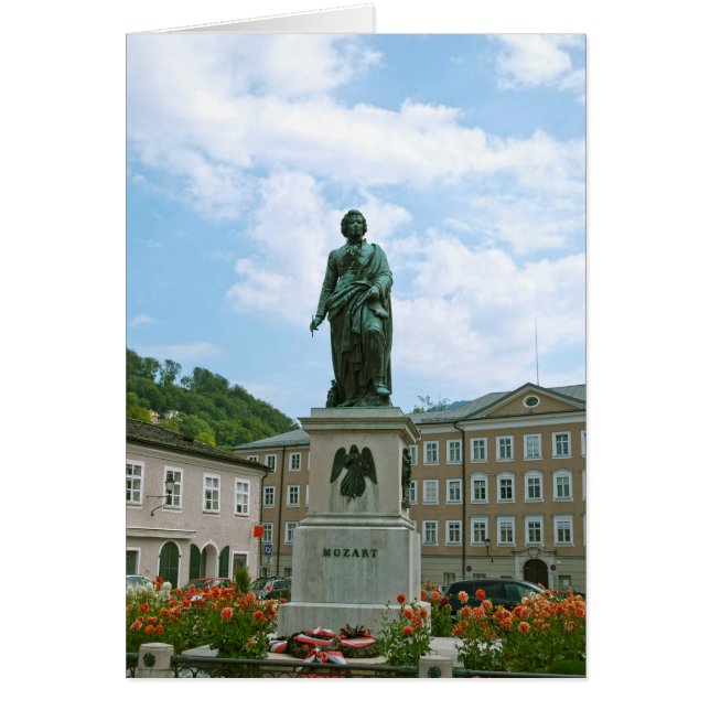 Cartão Estátua de Mozart em Salzburgo (Frente)