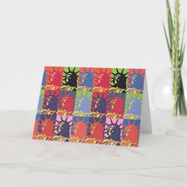 Cartão Estátua de pop Art da Liberdade Americana (Frente)