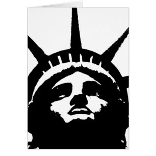 Cartão Estátua de Pop de Arte Negra e Branca da Liberdade