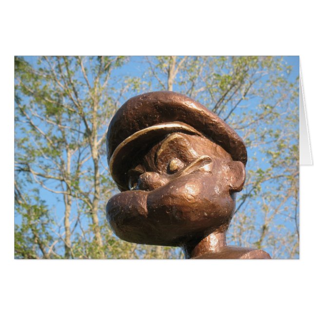 Cartão estátua de Popeye em Chester, Illinois (Frente Horizontal)