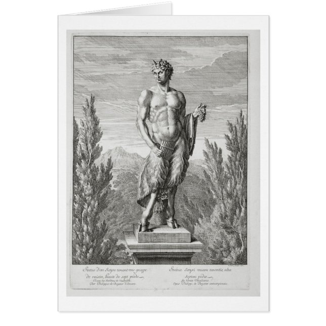 Cartão Estátua de um Satyr segurando um monte de uvas, Ve (Frente)