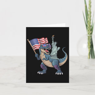 Cartão Estátua Dino Da Liberdade Em 4 De Julho, Meninos E