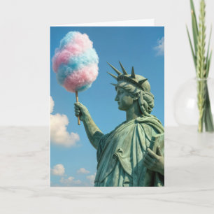 Cartão Estátua do aniversário da Liberdade com Algodão Do