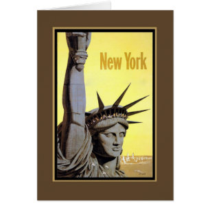 Cartão estátua do poster de viagens da liberdade de nova 