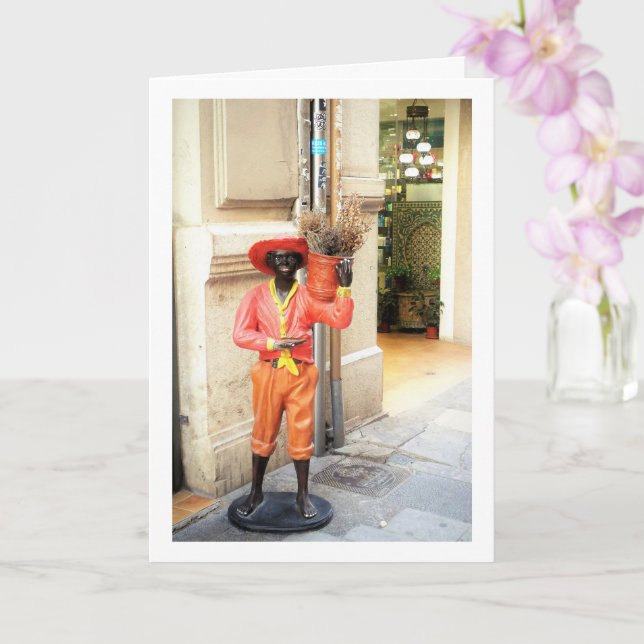 Cartão Estátua espanhola de rua, cidade de Valência, Espa (Orquídea)