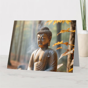 Cartão Estátua Serena de Buda Vibrações Zen Jardim Harmon