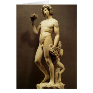 Cartão Estátua Vintage Renascimento Baco por Michelangelo
