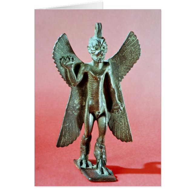 Cartão Estatueta de Pazuzu, um demónio Assyrian do vento (Frente)