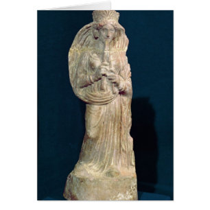 Cartão Estatueta de uma mulher com flauta dupla