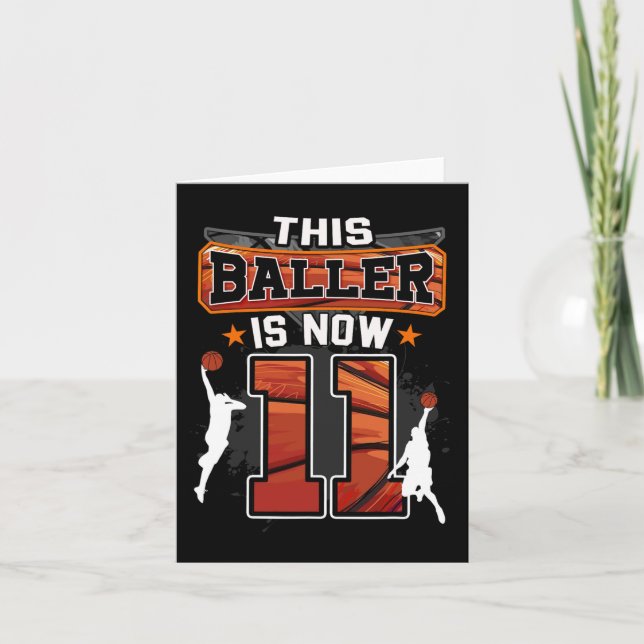 Cartão Este Baller Agora Tem 11 Aniversário de 11 Basquet (Frente)