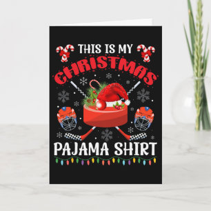 Cartão Este É Meu Pijama De Hóquei No Gelo De Natal Para