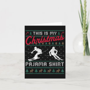 Cartão Este É O Meu Natal Pajama A Esquiar O Suéter Feio