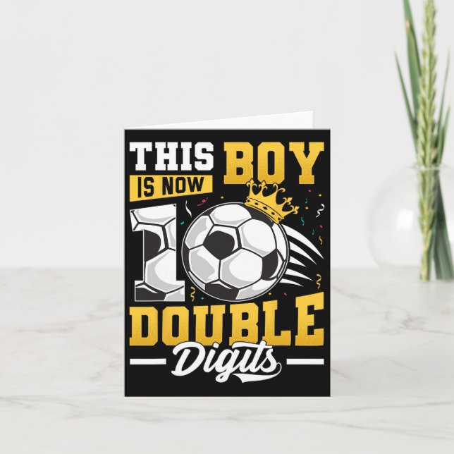 Cartão Este Menino de Dez Anos de Idade Futebol Double Di (Frente)