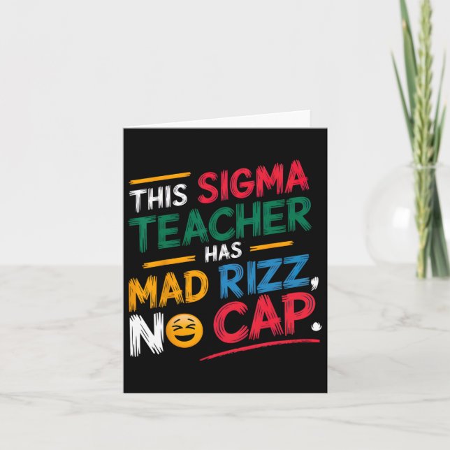 Cartão Este Professor Sigma Tem Rizz Louco (Frente)