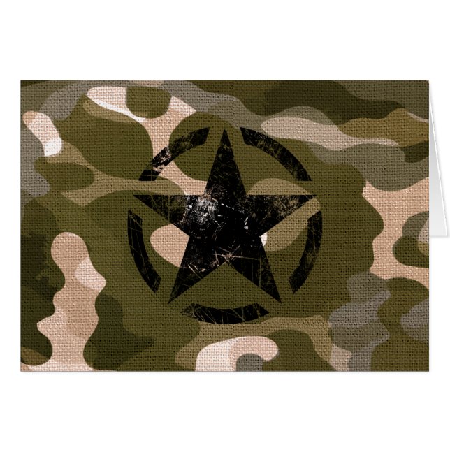 Cartão Estêncil Estrelado Vintage na Camouflage (Frente Horizontal)