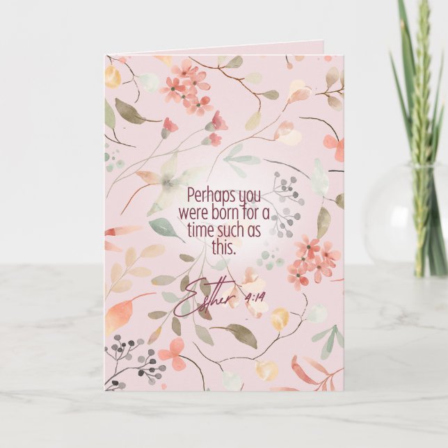 Cartão Ester 4:14 Arte de Verso da Bíblia Cristã (Frente)