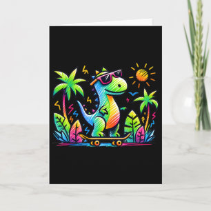 Cartão Estética Kidcore Dinossauro Skate Doodle Al