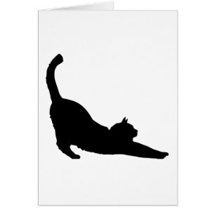 Cartão Esticando a silhueta do gato preto
