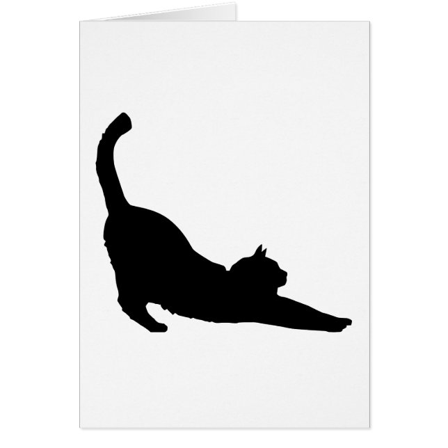 Cartão Esticando a silhueta do gato preto (Frente)