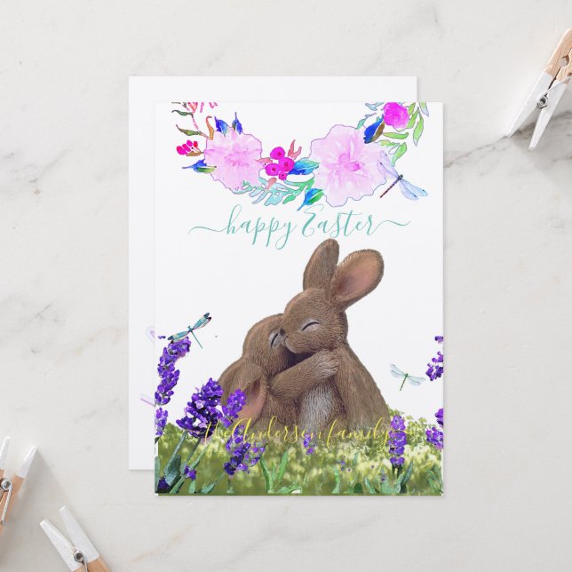 Cartão Estilo de Boho do Chique Personalizado Grande (Frente/Verso In Situ)