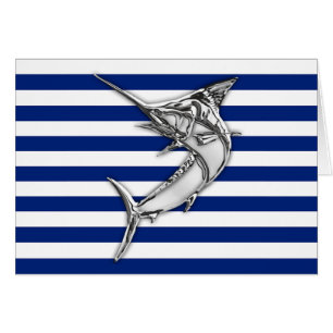 Cartão Estilo de Cromo de Espadarte Marlin em Stripes Ná