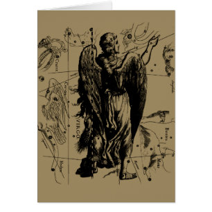 Cartão Estilo de Etching da Constelação do Vírus Hevel