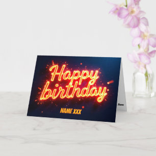 Cartão Estilo de Luz Neon de Aniversário Design