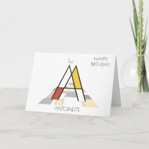 Cartão Estilo de Neoplasticismo Monograma. Letra A