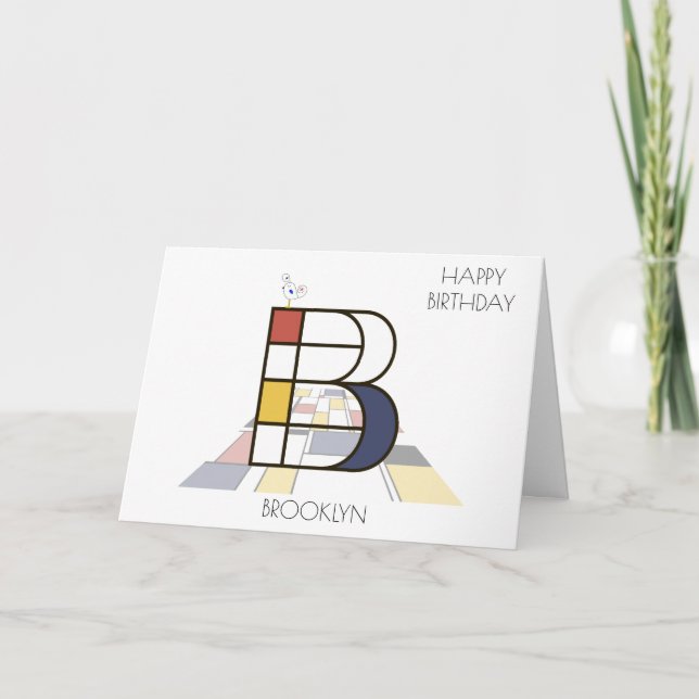 Cartão Estilo de Neoplasticismo Monograma. Letra B (Frente)