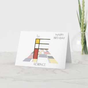 Cartão Estilo de Neoplasticismo Monograma. Letra F