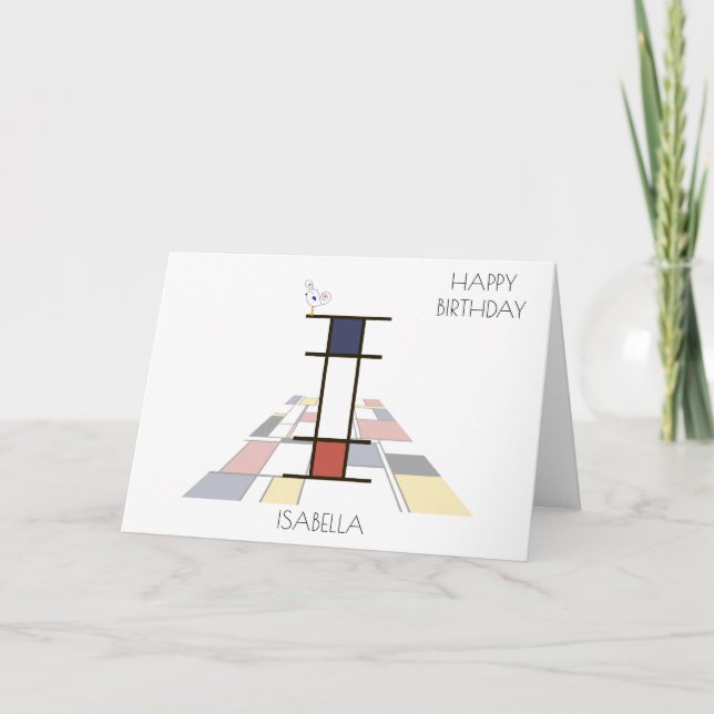 Cartão Estilo de Neoplasticismo Monograma. Letra I (Frente)