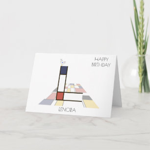 Cartão Estilo de Neoplasticismo Monograma. Letra L