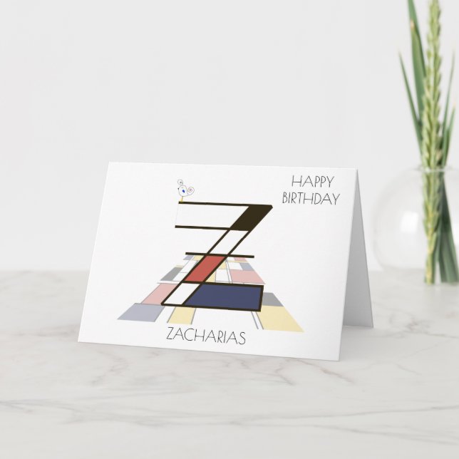 Cartão Estilo de Neoplasticismo Monograma. Letra Z (Frente)