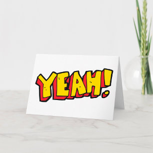 Cartão Estilo de Quadrinhos Texto Gráfico 'Yeah' em Amare