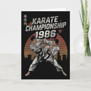 Cartão Estilo de Vintage do Karate Campeonato 1986