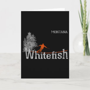 Cartão Estilo dos anos 80 Whitefish Montana Esqui Antigo