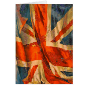 Cartão Estilo Grunge Union Jack British Flag Waving